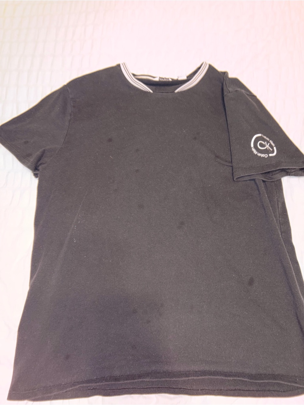 Calvin Klein Black Short-Sleeve Logo Tee with Contrast Trim